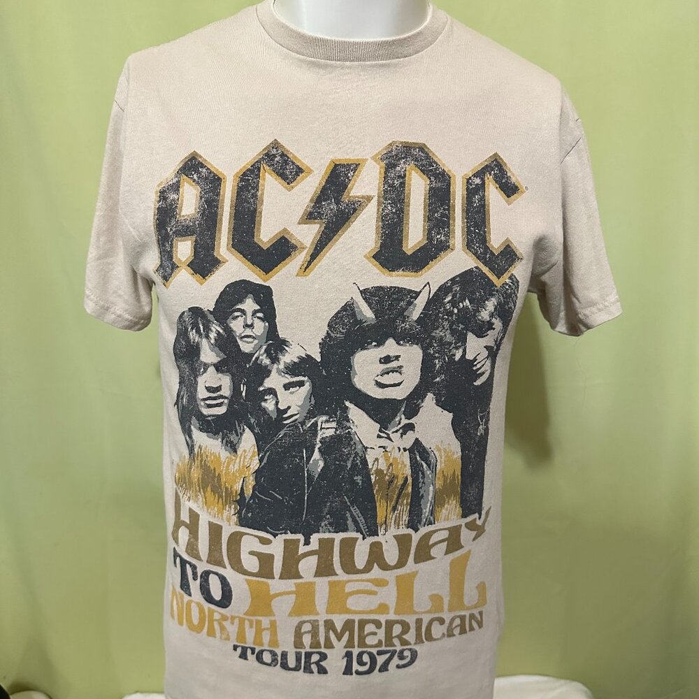 AC DC Highway to Hell N. American Tour 1979 Men's Brown Shirt Medium 2022